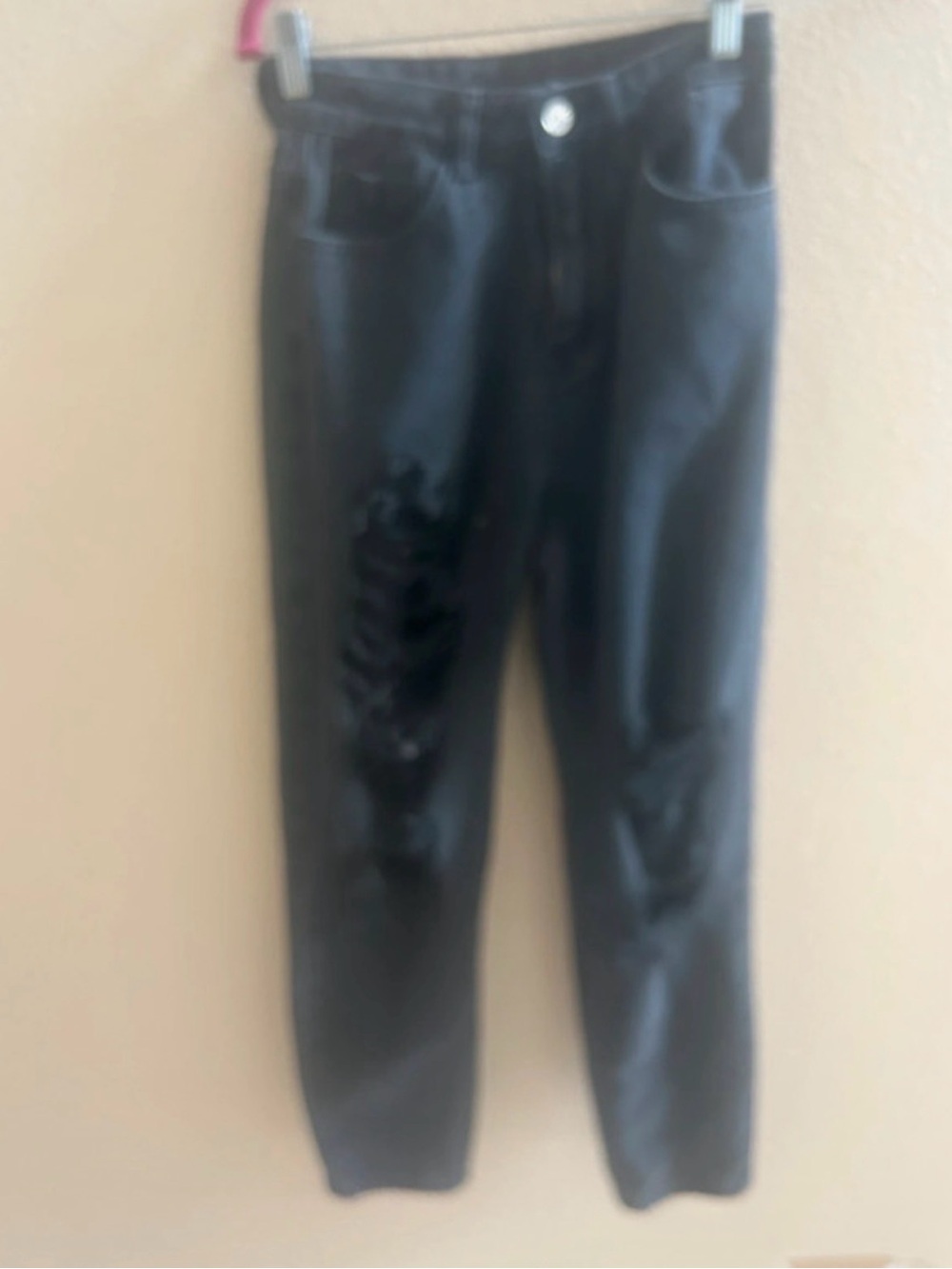 Kids Black Distressed Straight-Leg Jeans